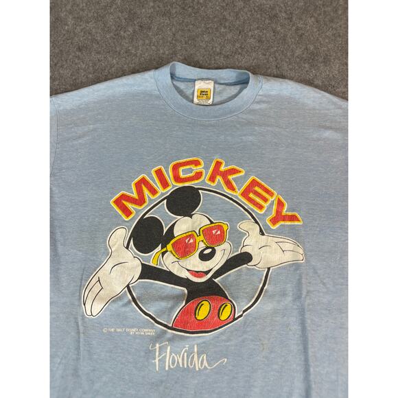 Vintage 70s Mickey Mouse T Shirt Mens XL Blue Florida Disney Graphic Crewneck - Picture 2 of 5